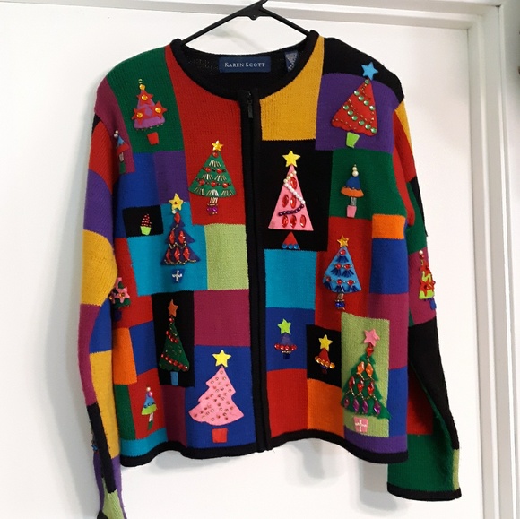 karen scott zip front sweater